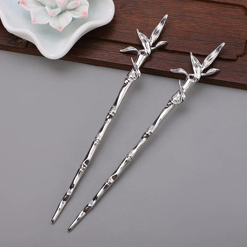 Bamboo Shaped Hair Stick for Women Girls Vintage Chinese Chopstick Gold Silver Color Hanfu Hairpin Jewelry Gift