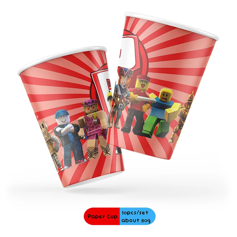 Robloxed Teller-Becher-Kombinations-Geschirrset für Geburtstagsfeiern, Festivalveranstaltungen, Themenpartys, Szenendekoration-Set – Detail 6