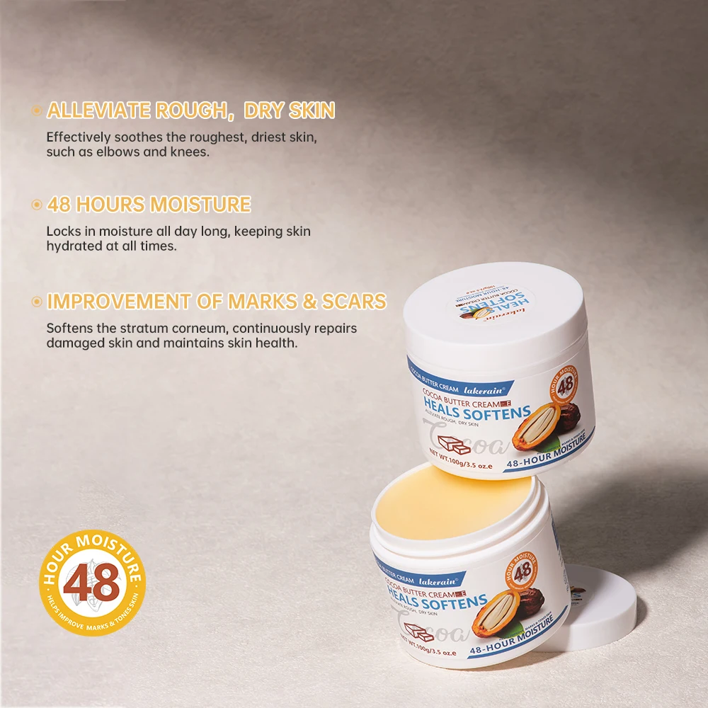 Lozione per il corpo in crema al burro di cacao Aiuta a calcare la pelle secca e ammorbidisce la vitamina E aiuta a migliorare la pelle Per l'uso del corpo e del viso 3