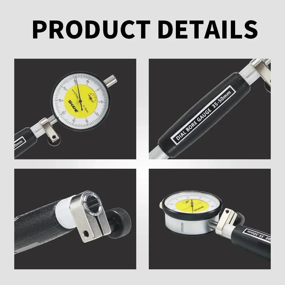 Dial Indicator Gauge SHAHE 18-35/35-50/50-160 mm 0.01 mm High Accuracy Hole Diameter Measuring Dial Bore