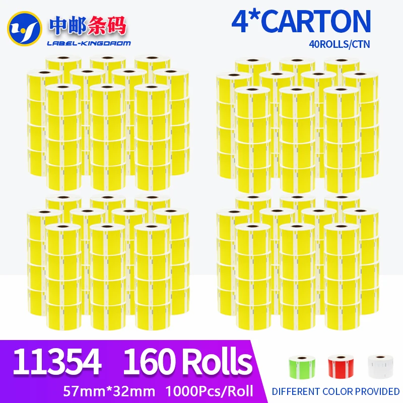 160 Rotoli Dymo Compatibile Giallo 11354 Etichetta 57Mm * 32Mm 1000 Pz Per Labelwriter 400 450 450Turbo Stampante Seiko Slp 440 450