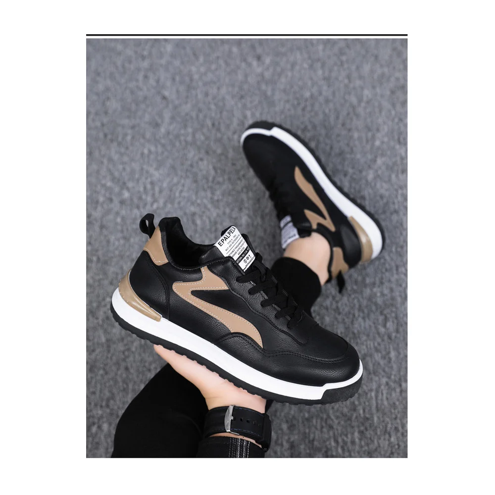 Beliebte lässig-stilvolle Sneakers Schuhe aus gebürstetem Leder für Herren aus Strickgewebe, Läufer aus Mesh, Turnschuhe für Herren, Sport, Outdoor, Wandern_voghion.com