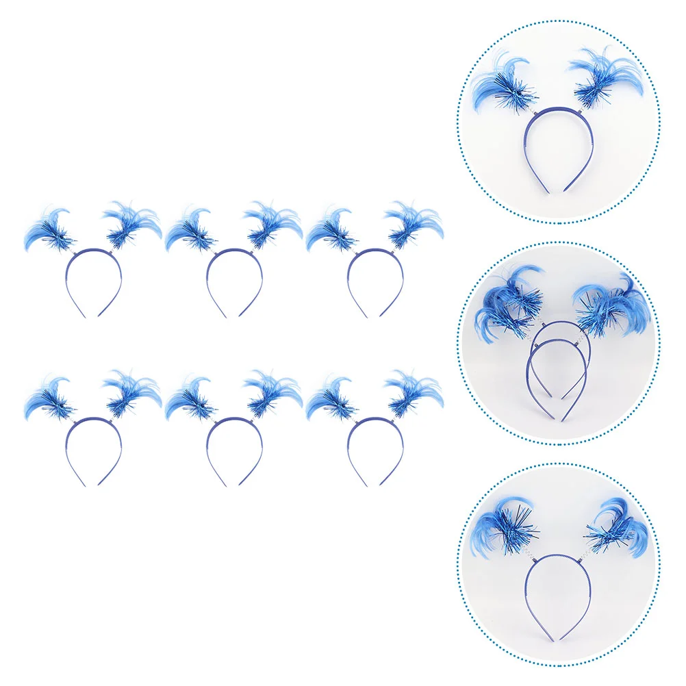 

6pcs Ponytails Bopper Tinsel Wrapped Blue Ponytails Headbands Costume Party Headwear Hair Accessory for School Festivals