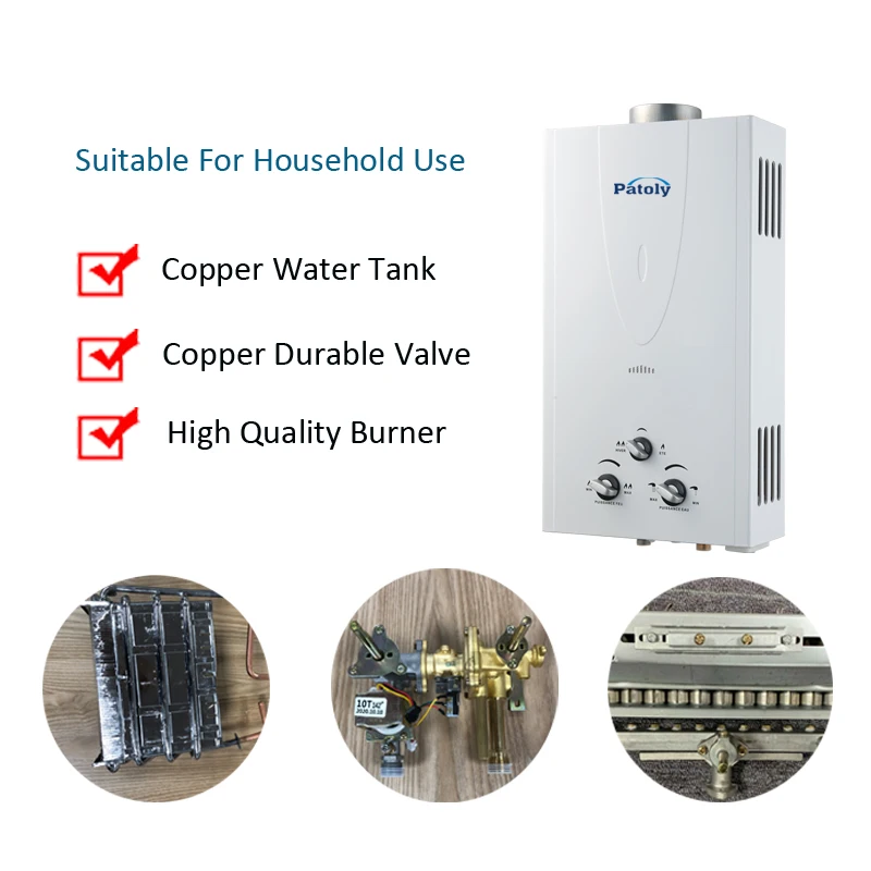 New In Stock Shower Geyser 6 8 10 12 16 Litre Tankless Instantaneous Camping Domestic Gas Water Heater White Steel Wall Mounted 3