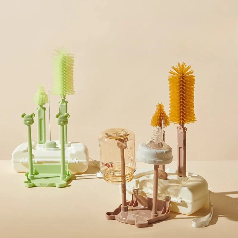 8 in 1 Baby Bottle Cleaner Brush Silicone Bottle Brush Cleaner Nipple Set Feeding Bottles With Case