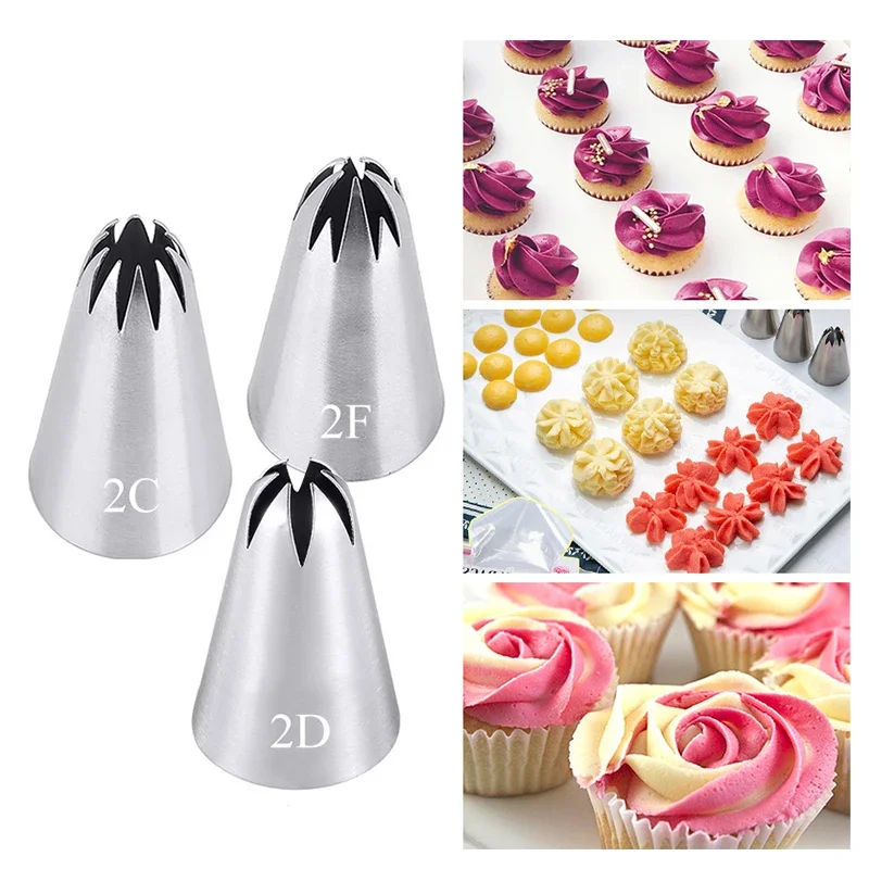 1/3pcs #2C 2D 2F Rose Pastry Nozzles Cake Decorating Tools Flower - Main Image