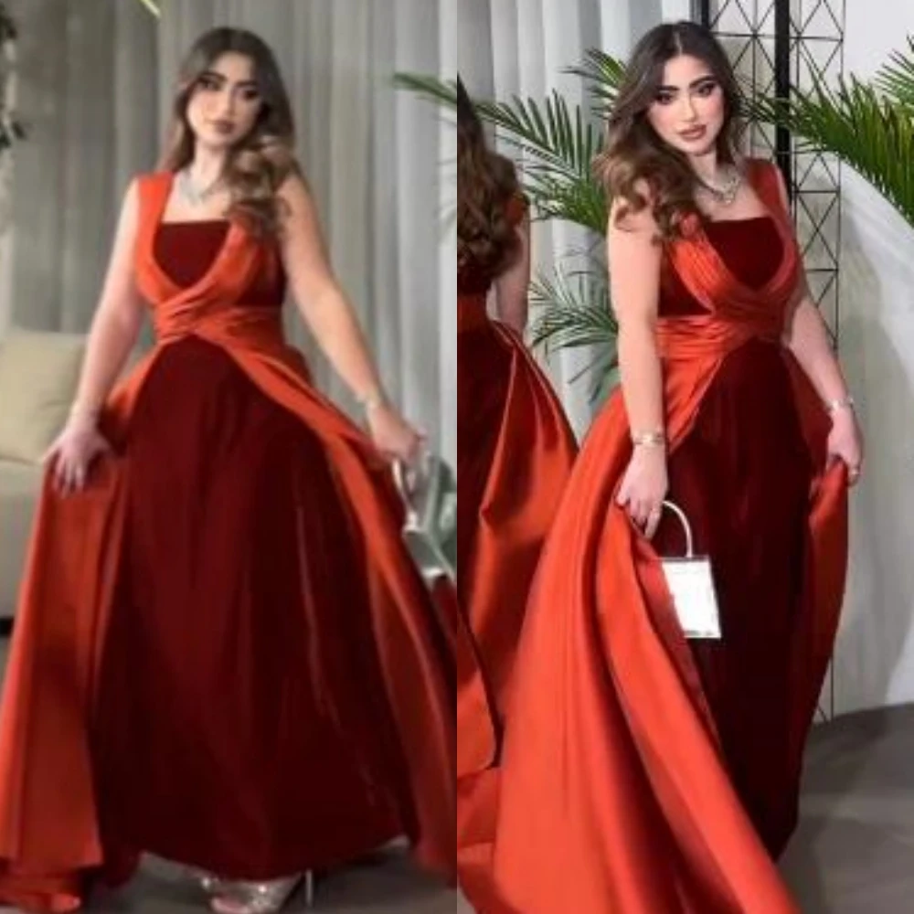 Jiayigong Fashion Sizes Available Square Ball gown Draped Shirred Floor length Charmeuse Evening Dresses