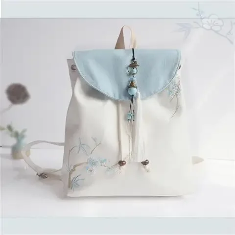 Kids School Bags Flower Embroidery Chinese Style Canvas Bag Mochila Escolar Feminina Adolecente Mochilas Para Estudiantes 2