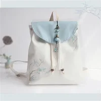 Kids School Bags Flower Embroidery Chinese Style Canvas Bag Mochila Escolar Feminina Adolecente Mochilas Para Estudiantes 2