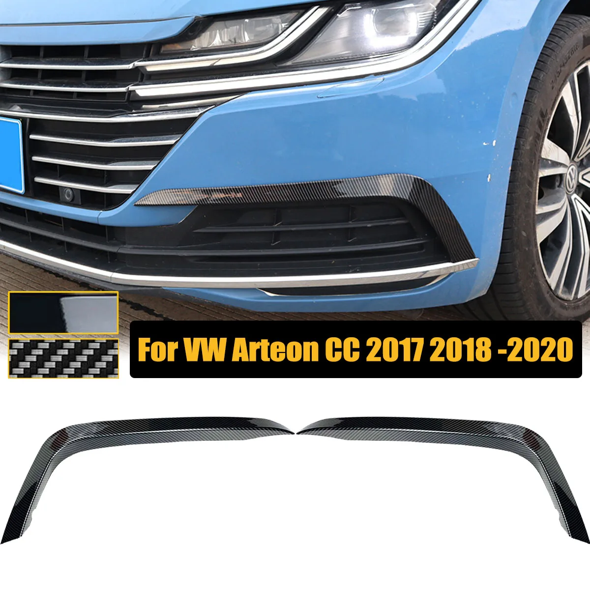 For Volkswagen Vw Arteon Cc 2017-2020 Front Bumper Splitter Side Canards Flags Wind Knife Stickers Trim Cover Car Accessories