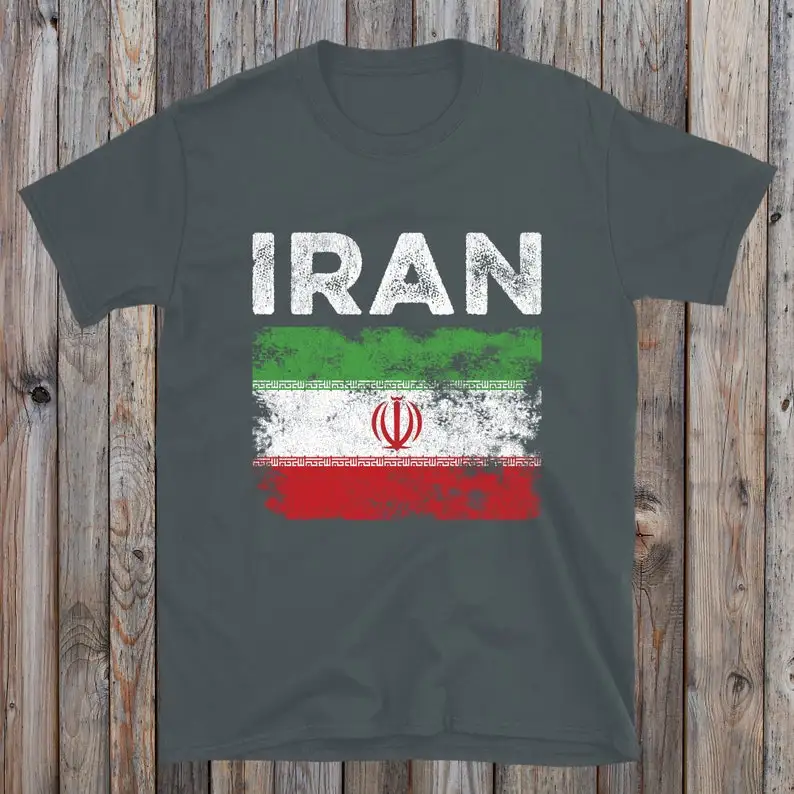 Iran-Flagge Distressed Iranische Flagge Grafik-T-Shirts Love Peace Hochwertiges Baumwoll-Mann-T-Shirt Klassisch O-Ausschnitt Lässig Kurzarm – Detail 7