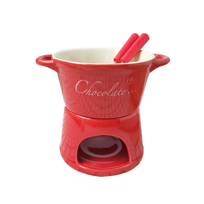 betreuren veelbelovend spelen Chocolade Fondue Set Keramische Hightea Serveren Fondue Pot Mini Kaas  Fondue Met Mes Kaars Warmer Chocolade Pot Vismoore| | - AliExpress