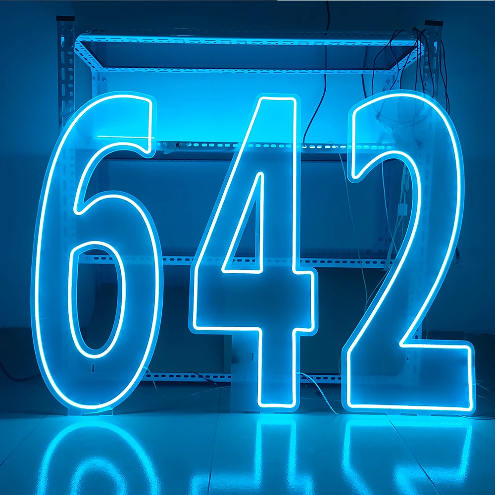 Seven colorful glowing LED neon numbers 1 2 3 4 5 6 7 8 9 sign 76cm large birthday party gift 12V with base 76cm (30 inches)