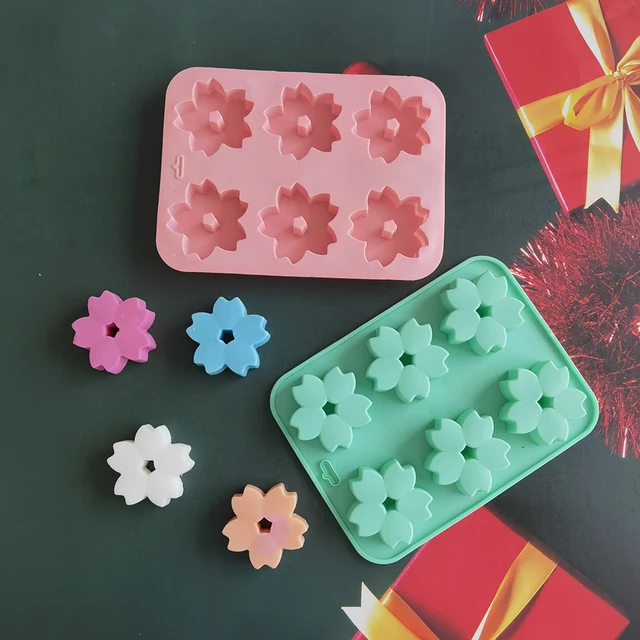 6 Cavity Cherry Blossom Shape Soap Mould Silicone Mold For Handmade Soap Making Handicraft Flower Soap Candle Cake Baking Mold