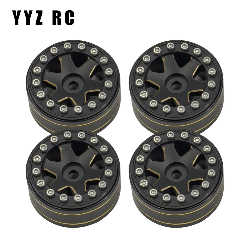 1.0" Inch Beadlock Wheel Hub Rims Aluminum Alloy And brass Accessories for Axial Scx24 upgrade parts Rc Car Crawler gladiator beadlock wheel rim