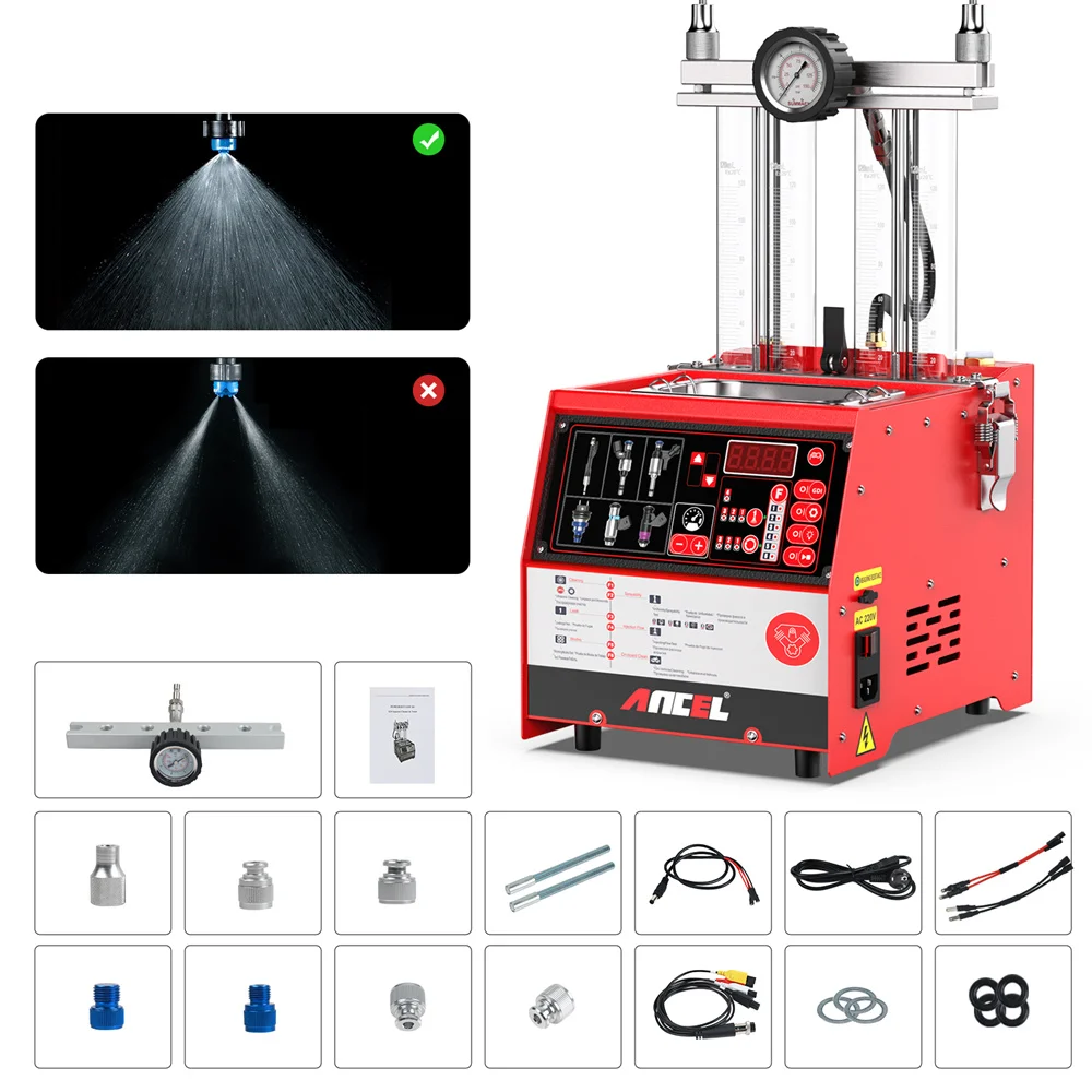 

Ancel AJ400 GDI Fuel Injector Cleaner 4-Cylinders EFI MPI SFI Resistance Test Ultrasonic Cleaning Gasoline Auto Tool