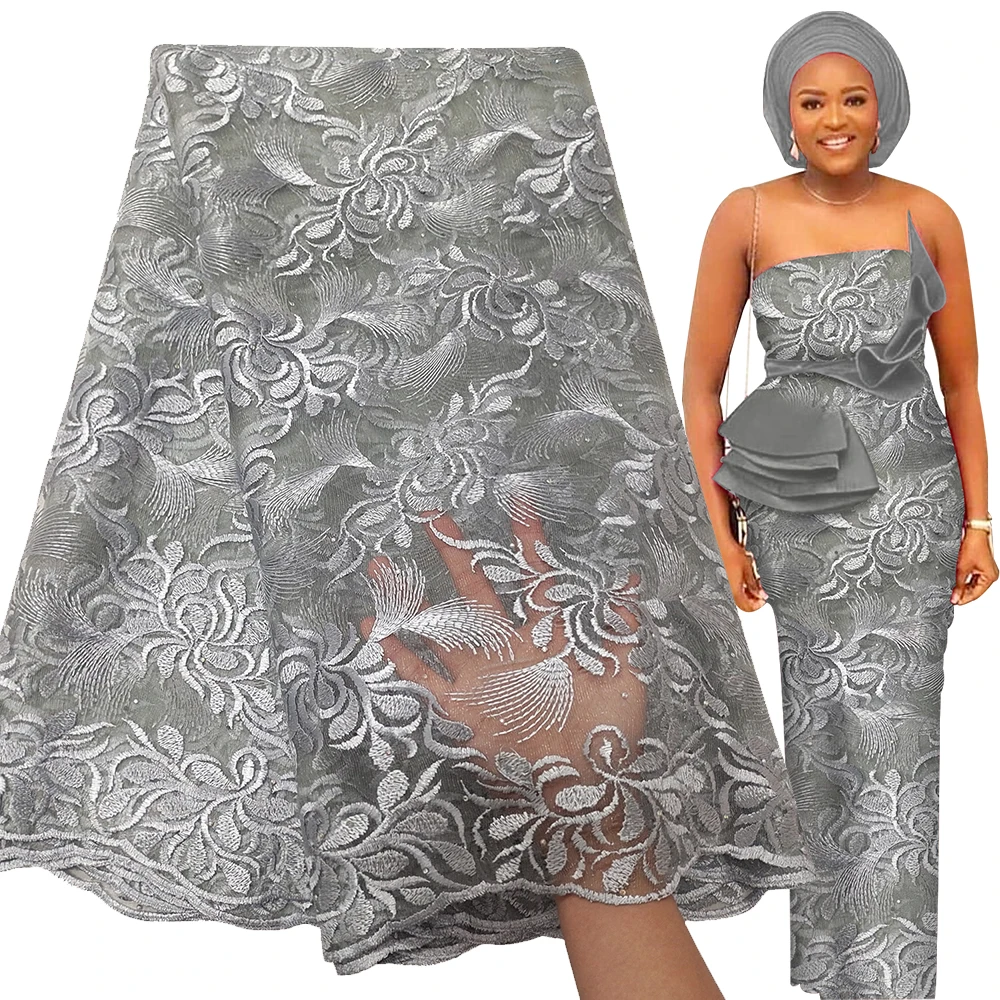 Bestway French Tulle African Lace Fabric Embroidery 5 Yards Women Wedding Material Nigerian Lace Fabric