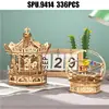 (no Box)336pcs 3d Wooden Puzzle Rotatable Diy Romantic Carousel Game Gift Children Kids Assembly Music Box Toy 3