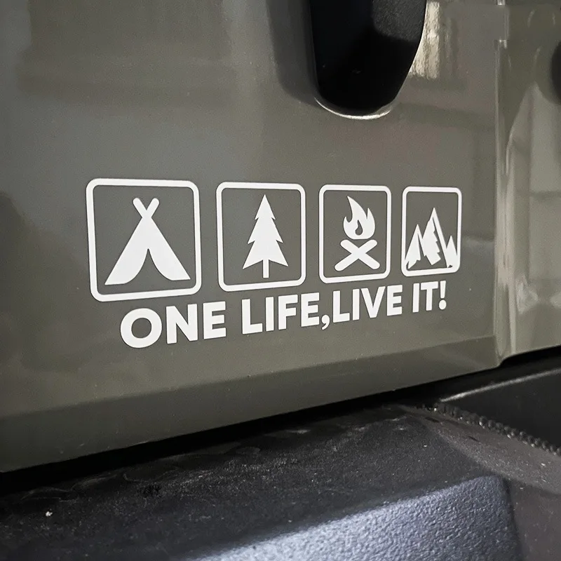 

ONE LIFE LIVE IT Universal Car Stickers Tuning Off Road SUV Truck Mountain Silhouette Car Sticker Decals Decoration Accessories