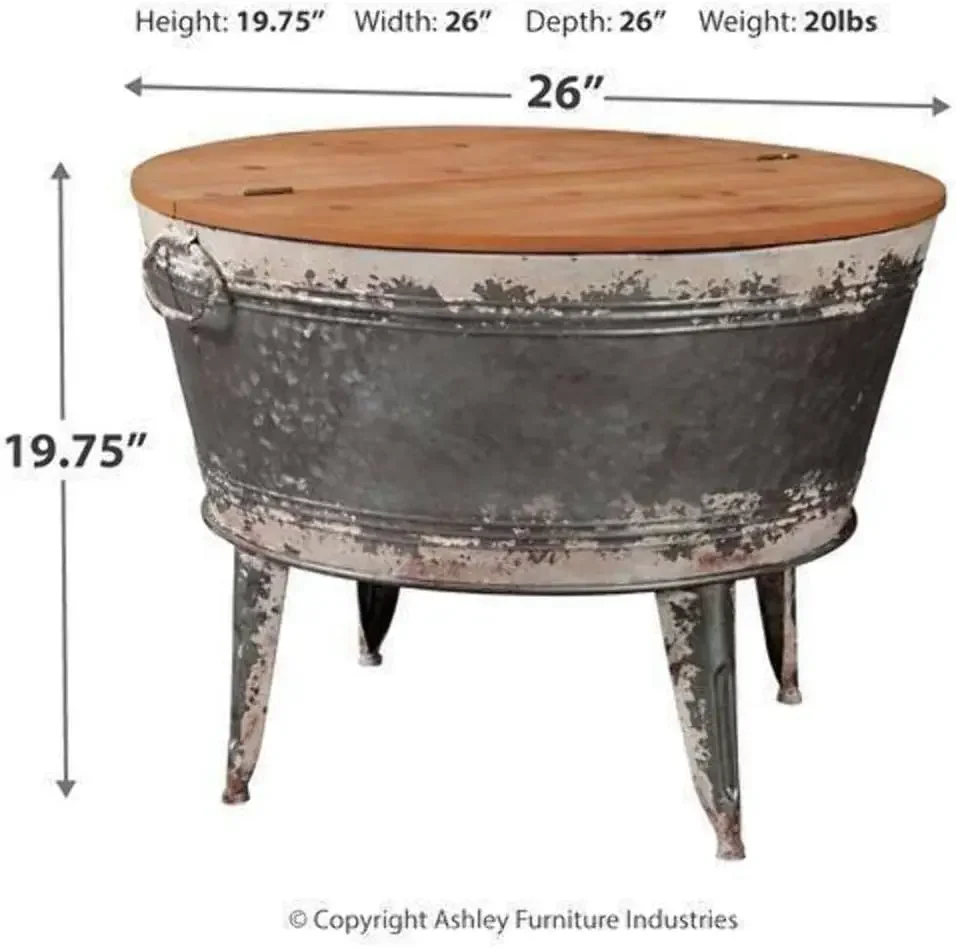 Shellmond Rustic Distressed Metal Accent Cocktail Table with Lift Top 20", Gray 3