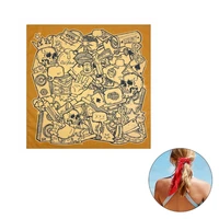 Retro Skull Pattern Bandana Head Scarf for Women Male Square Turbans Head Scarf Lightweight Yellow Street Hip Hop Headscarf 2