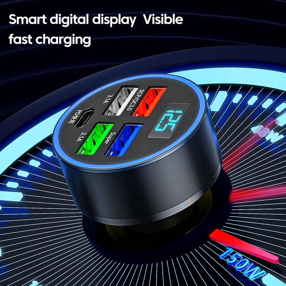 Olaf 150W Super Fast Car Charger Mobile Phone USB Type C Charger Car iphone Samsung Huawei Fast Charging Cargador Auto car charger,car phone charger,phone charger