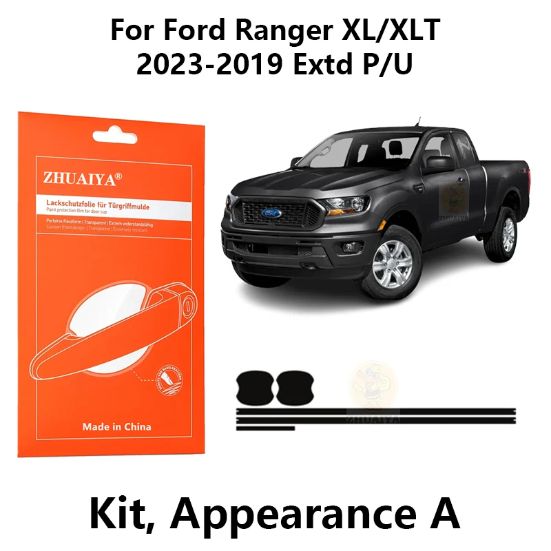 

Защитная пленка ZHUAIYA для красок дверной ручки, ТПУ PPF для Ford Ranger XL/XLT 2023-2019 Extd P/U
