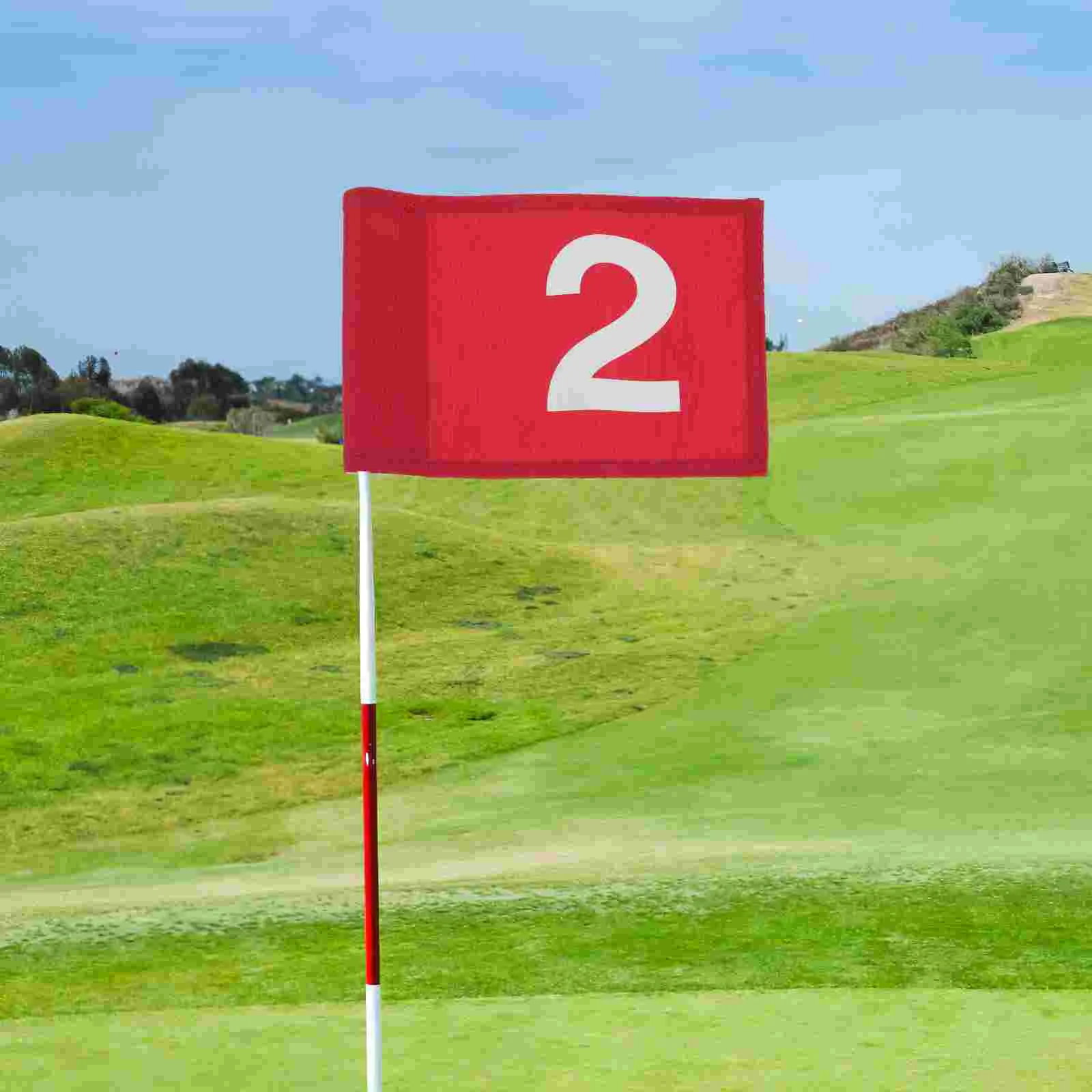 

2 Pcs Golf Portable Balls Emblems Hole Mini Flags Polyester Golfs Use