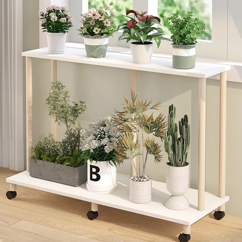 

White Shelf Plants Stand Holder Movable Luxury Window Plants Stand Indoors Square Muebles Para Plantas Balcony Furniture