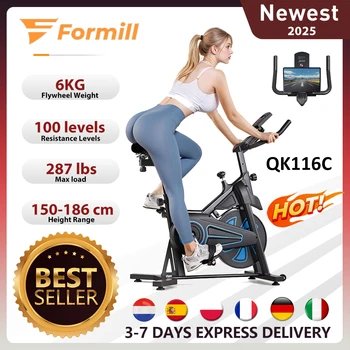 Formill QK116 Spinning Bike magnetica per interni, cyclette domestica con volano da 6 kg con display LCD, resistenza regolabile, cintura silenziosa