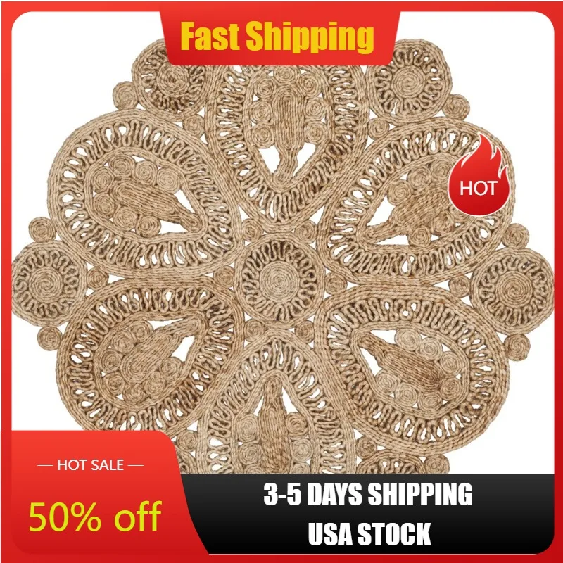 

SAFAVIEH Natural Fiber Stamen Braided Jute Area Rug, Natural, 4' x 4' Round