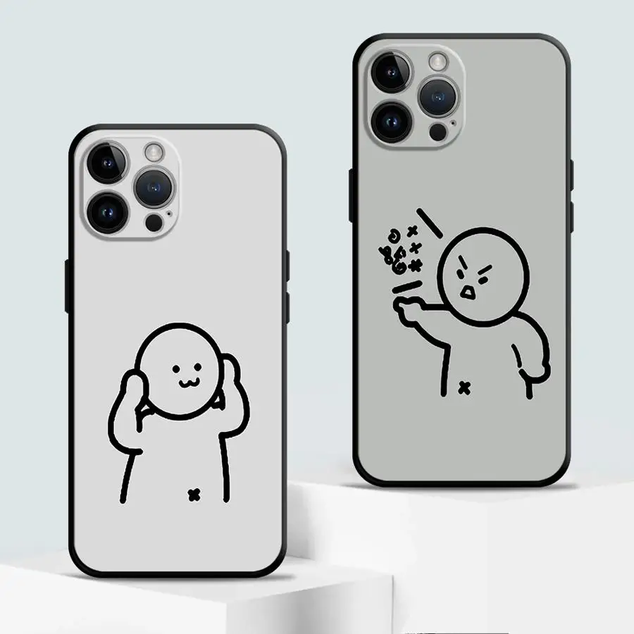 Black Soft Shell Cartoon Case with Funny Matchman Design