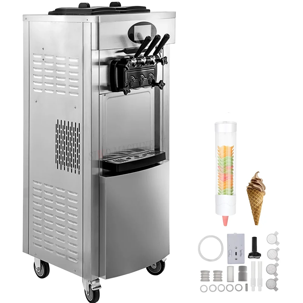 

Коммерческая машина для приготовления мягкого мороженого с 2 + 1 вкусом и двойным компрессором, воздушный насос с функцией предварительного охлаждения опционно