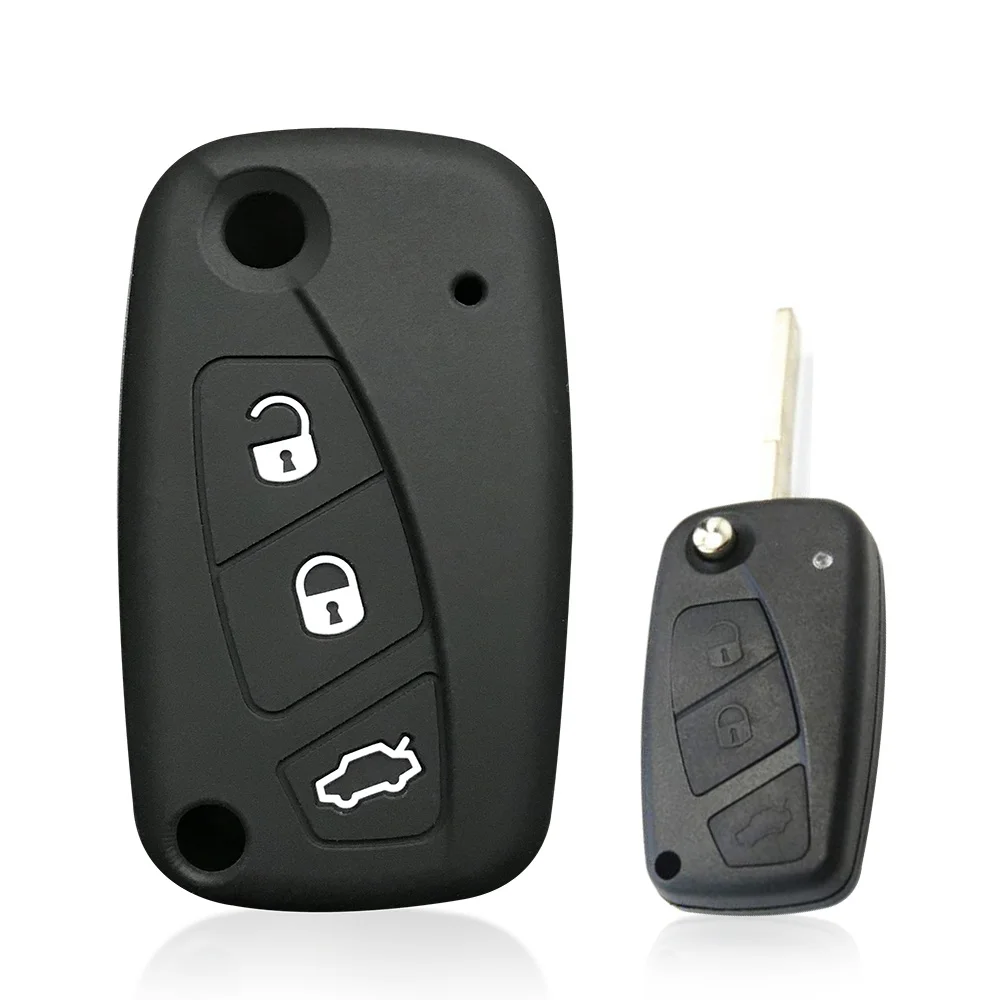 Funda Protectora Para Llave De Coche Fiat | Compatible Con Varios Modelos | Aleación De Zinc + Silicona