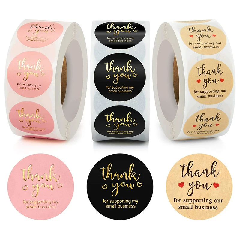 

500pcs Thank You Stickers Seal Labels Gold Foil Paper Decoration Sticker For Handmade Wedding Gift Labels Stationery 3 Colors