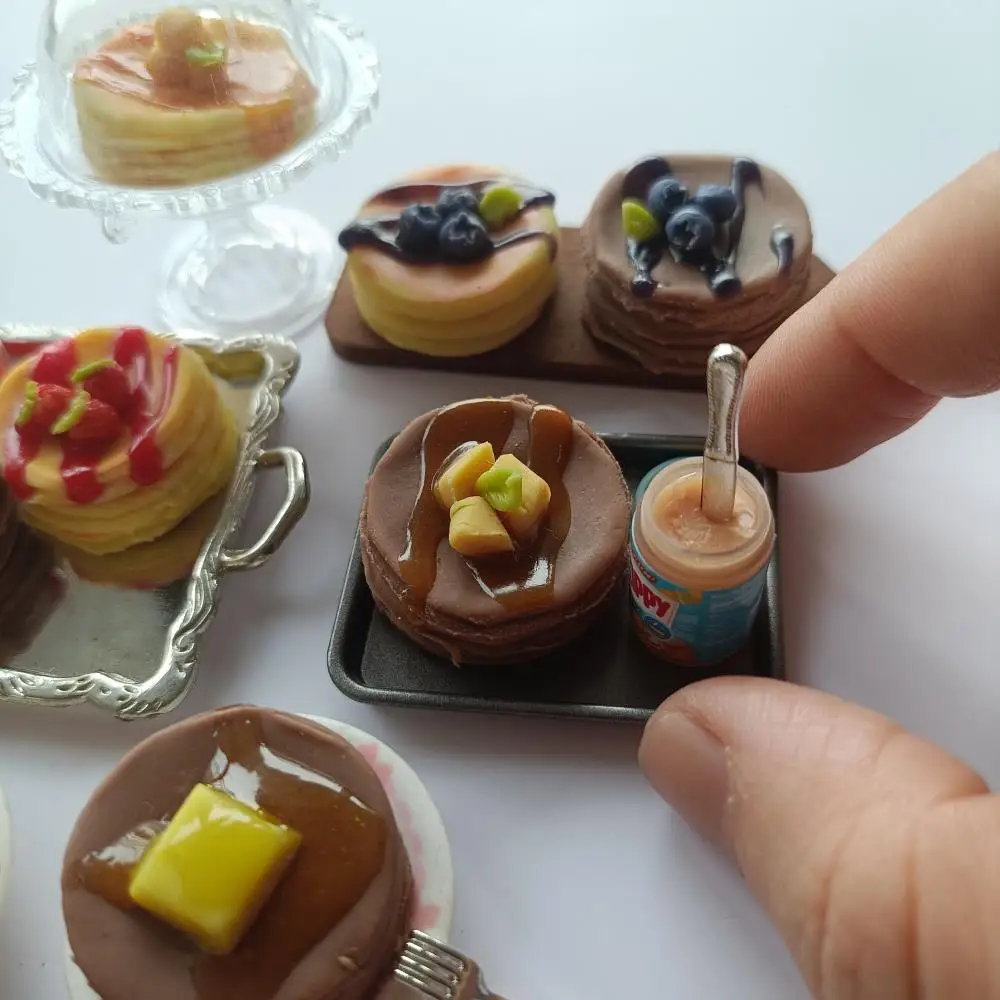 Miniature Dollhouse Delicious Pancakes with flavors of blueberry, mango, cheese,  strawberry for Blyth Barbies ob11 Birthday Gif 2