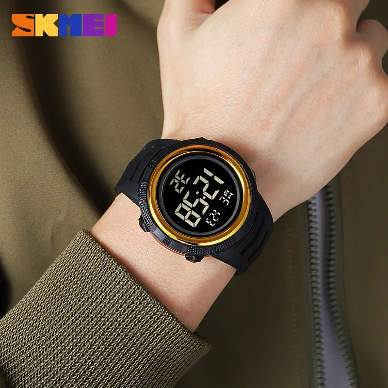 SKMEI Sport Waterproof LED Digital Wristwatch For Men 2Time Stopwatch Alarm Date LED Electronic Men's Watches Fashion Male Clock