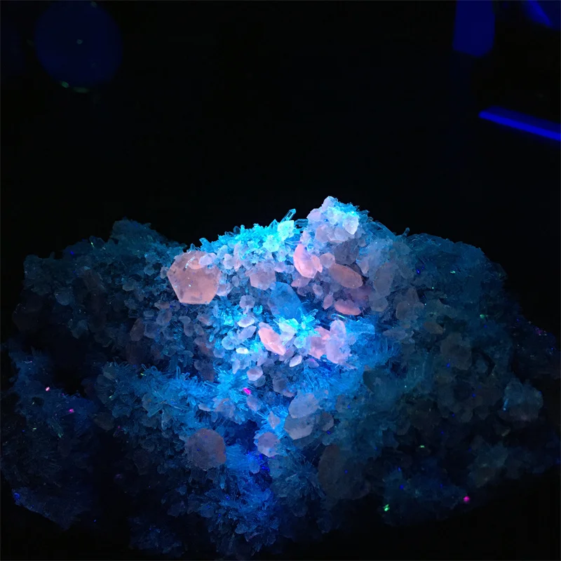 910g Natural Crystal Quartz With Calcite (Fluorescence ) Symbiosis Specimen Chrysanthemum Cluster Spiritual Reiki Home Decor 2