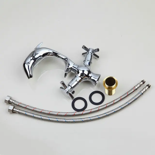 KEMAIDIห้องน้ำก๊อกน้ำห้องครัวผสมแตะปลาโลมาดาดฟ้าติดตั้งแบบDualจับหลุมเดียวทองเหลืองโครเมี่ยมขัดก๊อกน้ำน้ำตก 6