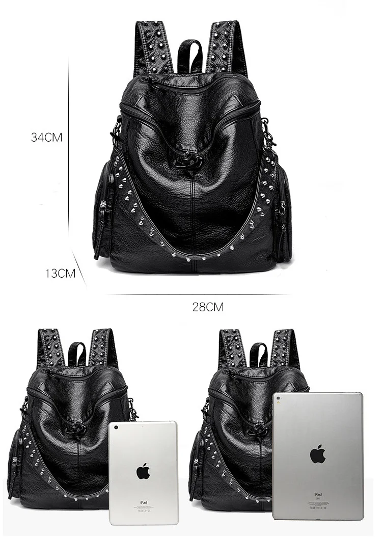 Fashion Rivet Women Backpacks Luxury Multifunction Ladies  display picture 1