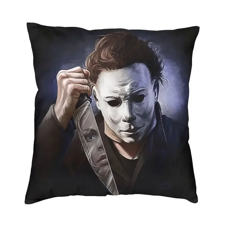 

Nordic Style Halloween Horror Movie Michael Myers Cushion Covers 40x40 Velvet Pillow Case for Sofa Square Pillowcase Decoration