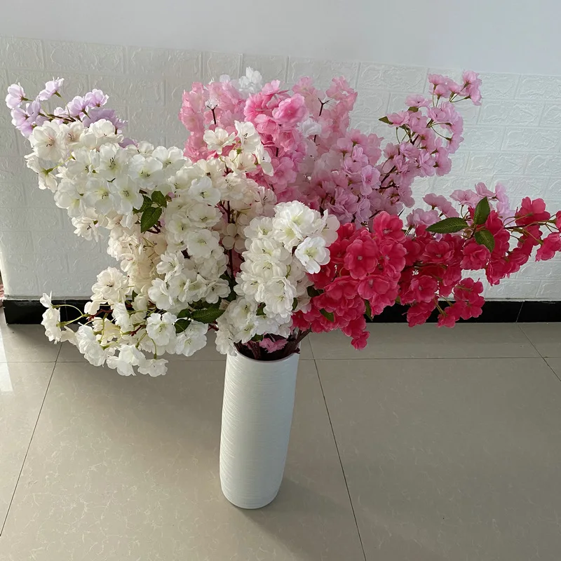 One Silk Artificial Cherry Blossom Branch Fake Sakura Flower