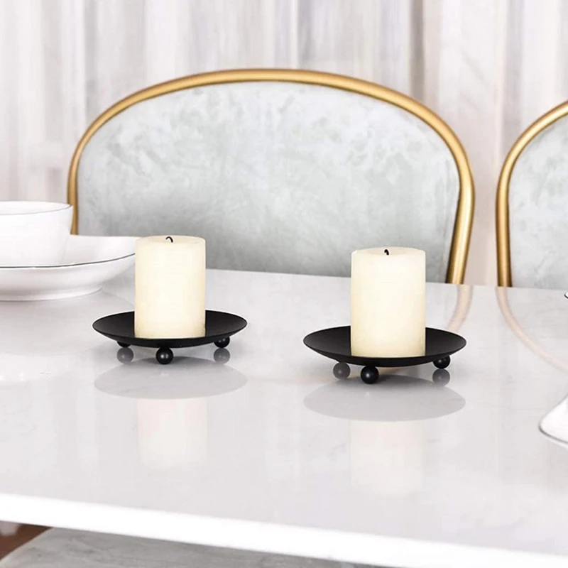 

Black Iron Plate Candlestick Nordic Iron Candle Base For Festival Candlestick Holder Decoration Wedding Party Decoration Props