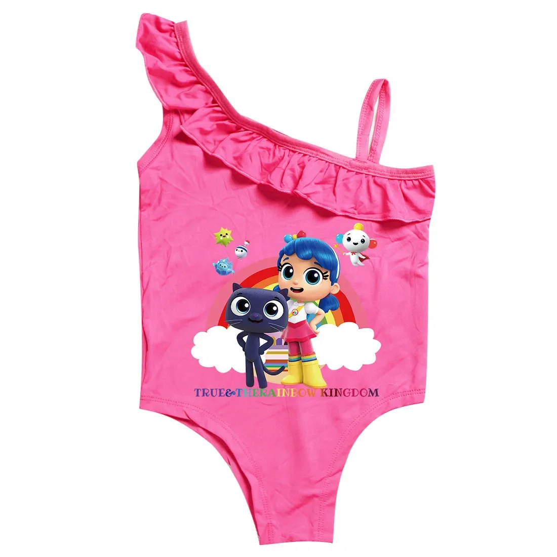 2-10Y Girls Swimsuit Cartoon True and The Rainbow Kingdom One Piece Sleeveless Swimming Outfit