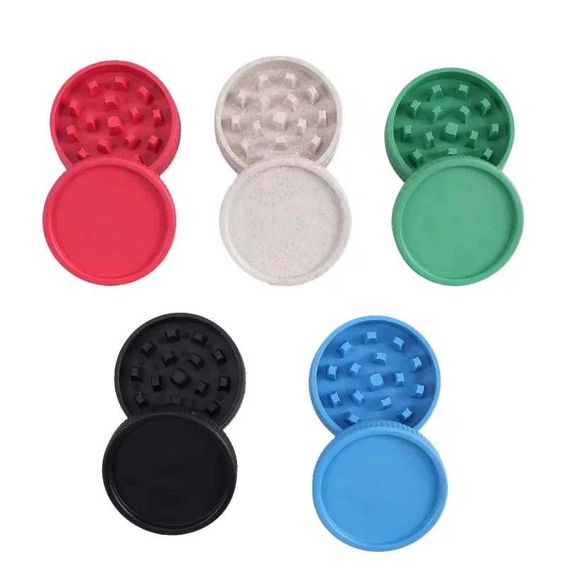 24Pcs/Box 55MM 2 Layer Herbal Crusher Degradable Plastics Grinders for Smoking Tobacco Dry Herb Grinder Kitchen Spice Mill Tools