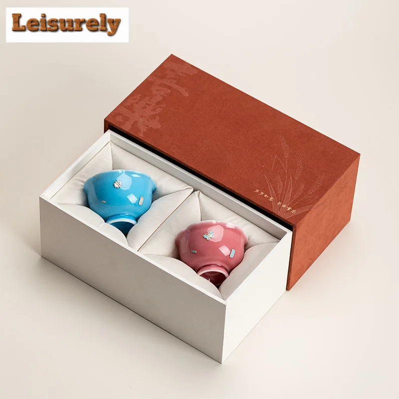 80ml Silver-plated Ice Jade Porcelain Kui Mouth Teacup Luxury Tea Bowl Cute Cup Tea-tasting Personal Cup Chazhan Master Cups