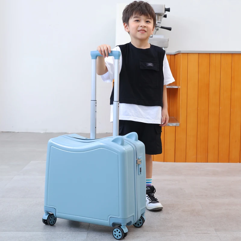 Rolling Luggage Trolley Kids Travel Suitcase on Spinner Wheels