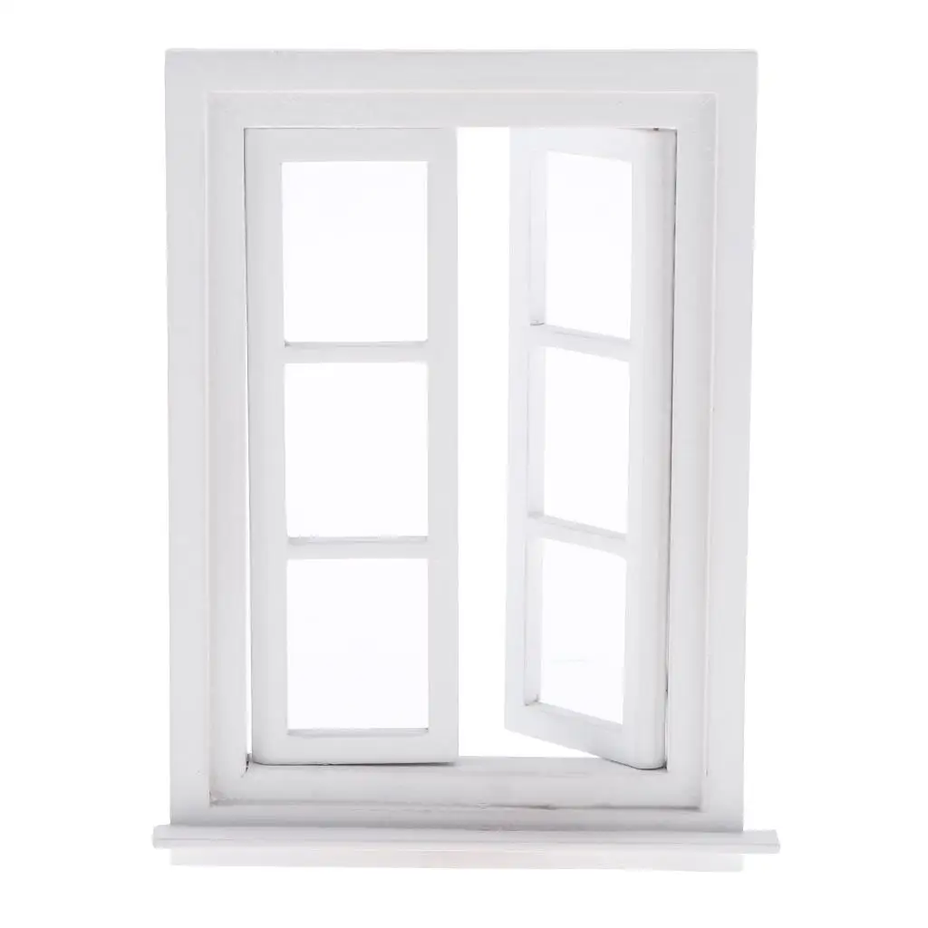 Doll House 6 Pane Window, Wooden Toy Square Wooden Window Model Miniature Room Accessory DIY Doll Houses