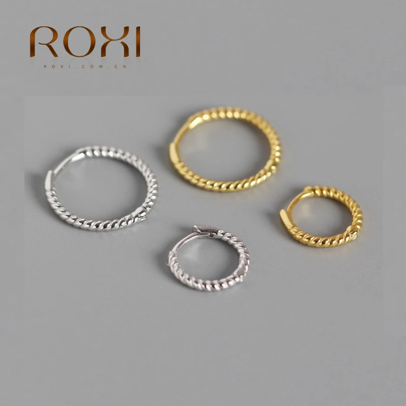 ROXI-여성을 위한 간단한 작은 후프 귀걸이 트위스트 라인 서클 100%  귀걸이, 귀걸이 클립 허기 귀걸이
