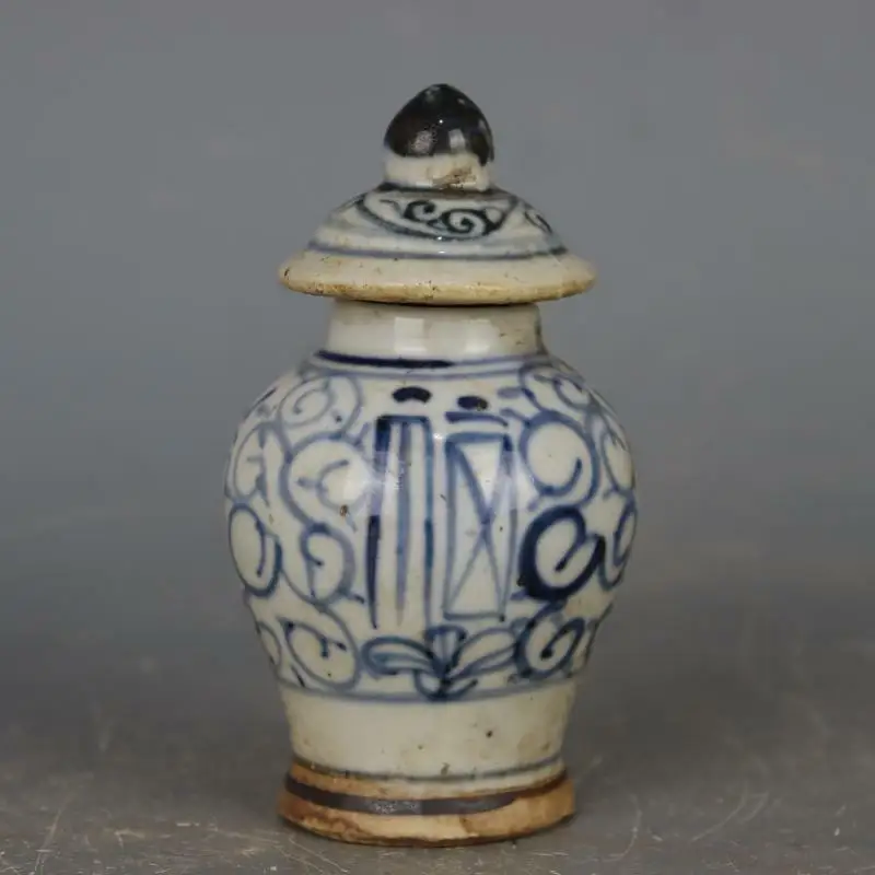 

Chinese Ming Blue and White Porcelain Pattern Pot Tea Caddy 4.13 inch